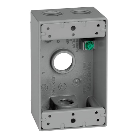 Sigma Engineered Solutions Electrical Box, Outlet Box Type, 1 Gang, Die-Cast Metal, Rectangular Shape 14253